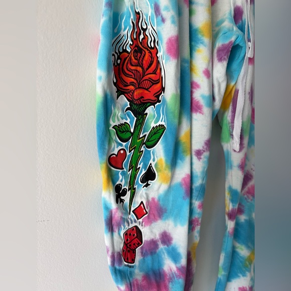Dead and Company Tie Dye Sweatpants Grateful Dead Lightning Bolt/Rose 2x - Picture 3 of 5